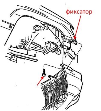 scheme of fastening of front bumper Jeep Grand Cherokee WJ (1999-2004)